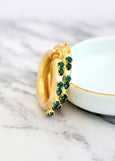 Hoop Earrings, Chunky Hoop Emerald Earrings, Oversize Earrings