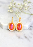Orange Crystal Fire Drop Earrings, Burnt Orange Earrings