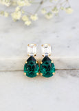 Emerald Green Stud Earrings, Bridal Green Earrings