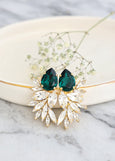 Emerald Green Earrings, Bridal Emerald Earrings, Bridal Earrings