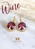 Dark Red Earrings, Plum Crystal Drop Earrings, Bridal Plum Earrings