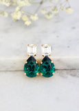 Emerald Green Stud Earrings, Bridal Green Earrings