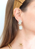 Bridal Chandelier, Bridal Emerald Cut Earrings