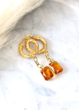 Topaz Earrings, Amber Drop Earrings, Gold Hoop Earrings, Boho Earrings