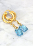Aquamarine Gold Earrings, Aquamarine Drop Earrings, Boho Earrings