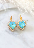 Sky Blue Heart Earrings, Blue Drop Earrings, Heart Drop Earrings