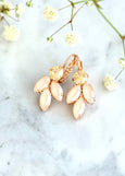 Bridal Ivory Gold Earrings, Ivory Beige Drop Crystal Earrings