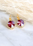 Dark Red Earrings, Plum Crystal Drop Earrings, Bridal Plum Earrings
