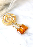 Topaz Earrings, Amber Drop Earrings, Gold Hoop Earrings, Boho Earrings