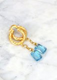 Aquamarine Gold Earrings, Aquamarine Drop Earrings, Boho Earrings