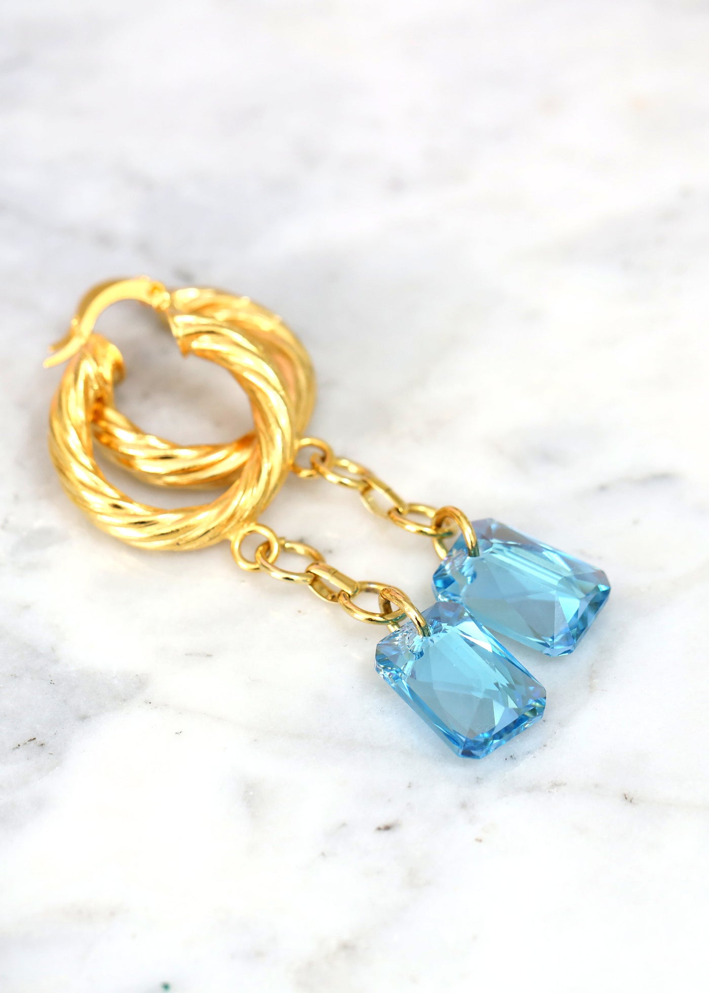 Aquamarine Gold Earrings, Aquamarine Drop Earrings, Boho Earrings