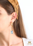 Aquamarine Gold Earrings, Aquamarine Drop Earrings, Boho Earrings