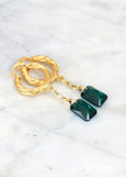 Emerald Earrings, Emerald Drop Earrings, Gold Hoop Earrings