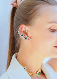 Ear Climber Earrings, Emerald Ear cuff Earrings, Bridal Climber Crystal Earrings, Green Ear Cuff Earrings, Trending Bridal Emerald Earrings