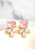 Blush Pink Stud Earrings, Rose Crystal Earrings, Bridal Blush Earrings, Bridesmaids Earrings, Gift For Her, Blush Pink Bridal Earrings