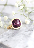 Purple Gold Ring, Purple Cocktail Ring, Purple Crystal Adjustable Ring, Amethyst Crystal Ring, Gift For Her, Amethyst Silver Adjustable Ring