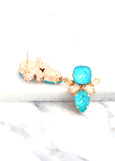 Turquoise Stud Earrings, Blue Lagoon Cluster Stud Earrings, Bridal Sky Blue Crystal Earrings, Turquoise Crystal Stud Earrings, Blue Studs