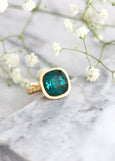 Cocktail Crystal Ring, Crystal Gold Ring, Emerald Green Crystal Ring, Emerald Green Crystal Ring, Gift For Her, Statement Green Crystal Ring