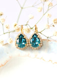 Blue Teal Earrings, Blue Zircon Crystal Earrings, Bridal Blue Teal Earrings, Oasis Blue Crystal Drop Earrings, Bridesmaids Earrings