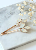 White Opal Bobby Pin, Bridal White Opal Crystal Hair Pin, Bridal Opal Crystal Hair Jewelry, White Opal Gold Bobby Pin, Bridal Bobby Pin