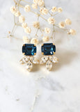 Blue Navy Earrings, Bridal Blue Navy Earrings, Sapphire Bridal Stud Earrings, Bridesmaids Navy Blue Earrings, Blue Navy Crystal Earrings