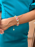 Coral Mint Bracelet, Coral Mint Crystal Bracelet, Orange Green Bracelet, Coral Bridal Rose Gold Bracelet, Bridal Coral Mint Bracelet