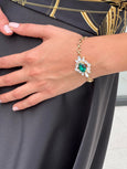 Emerald Bridal Crystal Bracelet, Emerald Green Crystal Embellished Bracelet, Bridesmaids Bracelets, Crystal Green Emerald Gold Bracelet