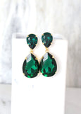 Emerald Statement Long Earrings, Emerald Green Chandelier Earrings, Emerald Green Crystal Earrings, Green Emerald Crystal Oversize Earrings.