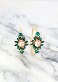 Emerald Blush Earrings, Green Crystal Hoop Crystal Earrings, Oversize Hoop Earrings, Emerald Hoop Earrings, Hoop Earrings, Gift For Her