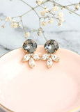 Gray Crystal Stud Earrings, Bridal Gray Stud, Gray Classic Stud Earrings, Bridal Gray Earrings, Bridesmaids Earrings, Crystal Gray Earrings
