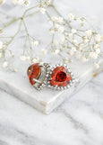 Heart Stud Earrings, Red Magma Crystal Heart Earrings, Red Crystal Stud Earrings, Valentines Gift For Her, Red Heart Statement Earrings