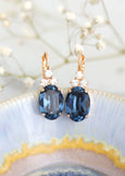 Blue Navy Crystal Earrings, Sapphire Blue Drop Earrings, Bridal Blue Crystal Drop Earrings, Navy Blue Bridesmaids Earrings, Gift For Her