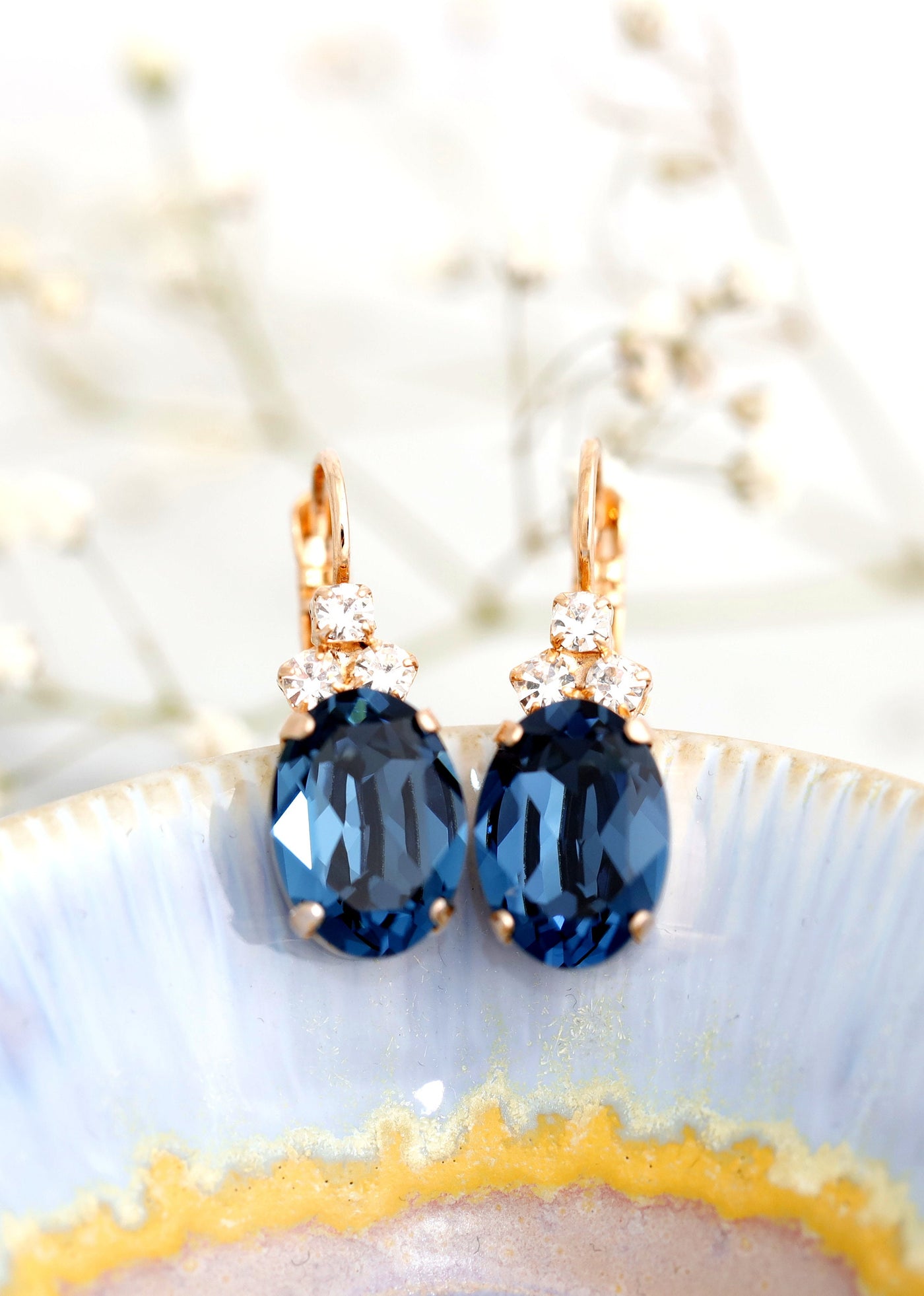 Silgo 925 Sterling Silver earrings for women - Blue Cubic Zirconia Earrings  - Dangle earrings for women