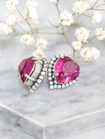 Heart Stud Earrings, Fuchsia Pink Crystal Heart Earrings, Pink Crystal Stud Earrings, Valentines Gift For Her, Pink Heart Statement Earrings