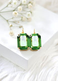 Green Crystal Drop Earrings, Fern Green Drop Earrings, Bridal Green Crystal Earrings, Fern Green Lever Back Crystal Earrings, Gift For Her