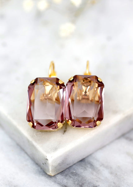 Purple Drop Earrings, Amethyst Crystal Drop Earrings, Bridal Purple Crystal Earrings, Amethyst Purple Crystal Earrings, Purple Earrings