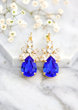 Royal Blue Earrings, Blue Royal Crystal Earrings, Bridal Royal Blue Crystal Earrings, Bridesmaids Blue Earrings, Blue Sapphire Earrings