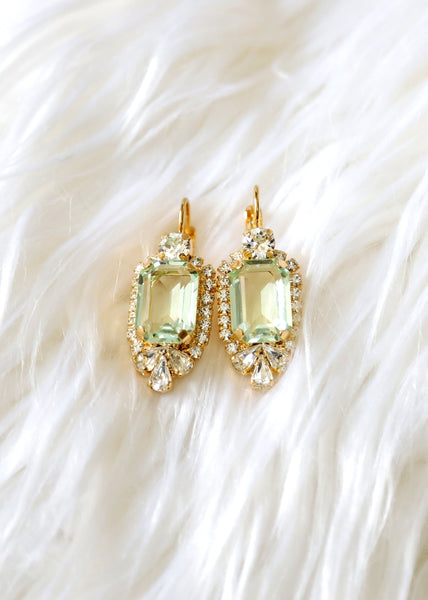 Mint Crystal Earrings, Bridal Light Green Crystal Earrings, Sage Green Earrings, Gift For Her, Gift For Her, Mint Drop Crystal Earrings