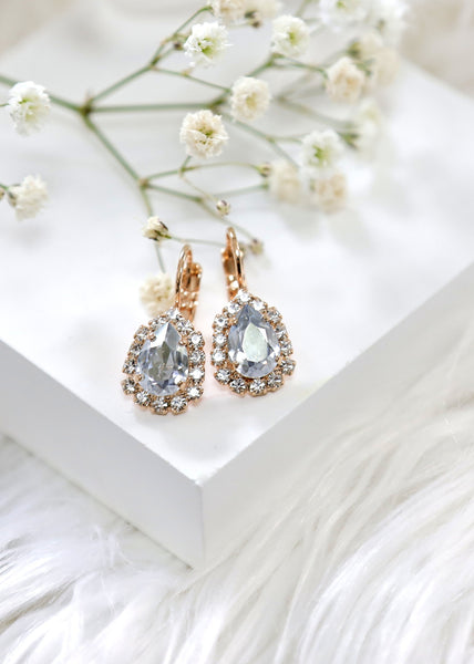 Dusty Blue Drop Earrings, Dusty Blue Droplets, Bridal Dusty Blue Earrings, Dusty Blue Petite Earrings, Bridesmaids Earrings, Gift For Her