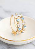 Star Hoop Earrings, Star Earrings, Oversize Hoop Earrings, Large Hoop Bridal Earrings, Stars and Celestial Earrings, Aquamarine Earrings