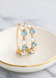Star Hoop Earrings, Star Earrings, Oversize Hoop Earrings, Large Hoop Bridal Earrings, Stars and Celestial Earrings, Aquamarine Earrings