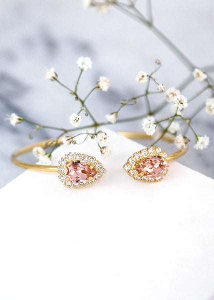 Blush Bracelet, Bridal Blush Pink Cuff Bracelet, Blush Crystal Silver Bracelet, Bridesmaids Bracelet, Bridal Morganite Cuff Bracelets
