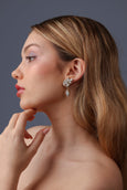 Crystal Chandelier Earrings, Bridal Climber Chandelier Earrings, Bridal White Clear Drop Chandelier Earrings, Modern Bridal Jewelry