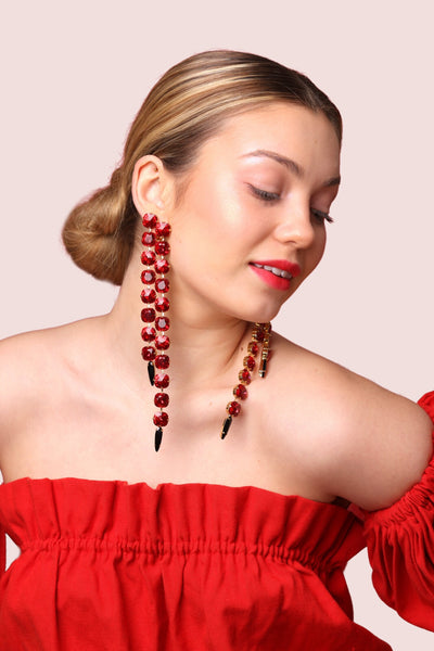 Statement Bridal Earrings, Long Crystal Statement Earrings, OVERSIZE Earrings, Oversize Crystal Earrings, Clip On Bridal Dangle Earrings