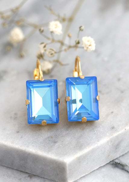 Blue Neon Drop Earrings, Blue Drop Crystal Earrings, Blue Crystal Earrings, Blue Neon Earrings, Gift For Her, Bridesmaids Blue Earrings.