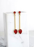 Red Ruby Crystal Long Dangle Earrings,  Red Drop Earrings, Long Red Garnet Dangle Earrings, Bridal Red Earrings, Red Crystal Earrings