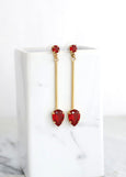 Red Ruby Crystal Long Dangle Earrings,  Red Drop Earrings, Long Red Garnet Dangle Earrings, Bridal Red Earrings, Red Crystal Earrings