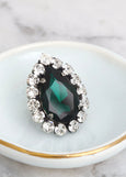 Cocktail Ring, Emerald Cocktail Crystal Ring, Statement Emerald Green Ring, Oversize Emerald Crystal Adjustable Ring, Crystal Green Ring