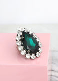Cocktail Ring, Emerald Cocktail Crystal Ring, Statement Emerald Green Ring, Oversize Emerald Crystal Adjustable Ring, Crystal Green Ring