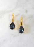 Blue Navy Earrings, Navy Blue Drop Earrings, Dark Blue Huggies Earrings, Bridal Navy Blue Earrings, Gift for her, Crystal Blue Drop Earrings